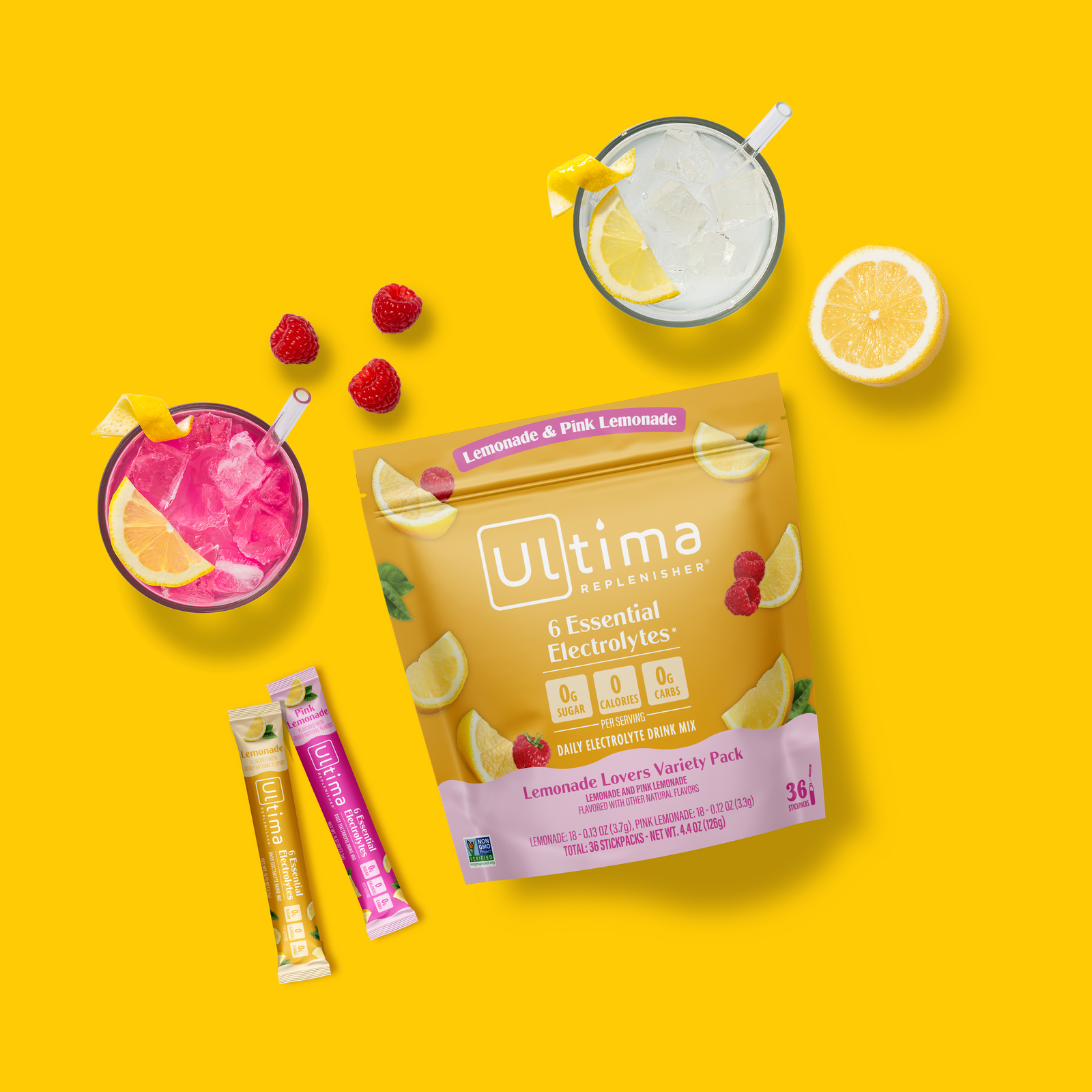 Lemonade and pink lemonade drinks with the new Ultima Lemonade Lovers variety pack